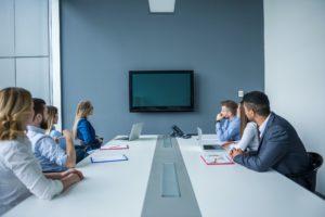 Working in a conference room